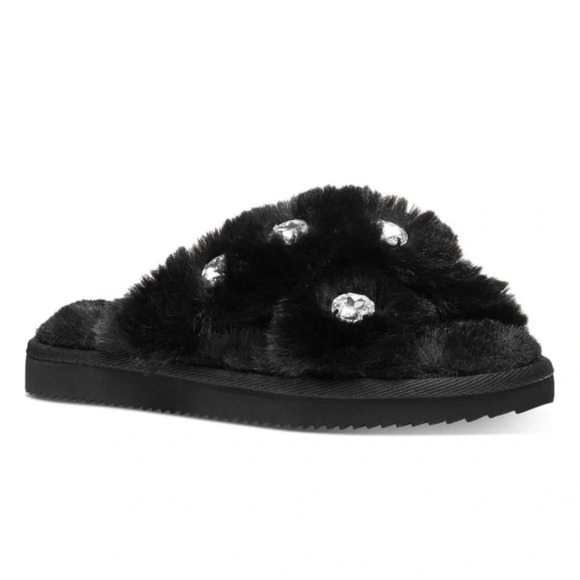 MICHAEL Michael Kors Lala Faux Fur Slipper in Black Size 6.5 - Picture 1 of 4